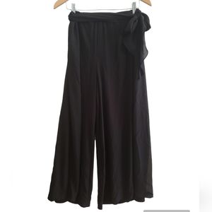 Wide Leg Sheer Pants w/Multi-Layer Coverage, Elastic Waistband & Hip Tie Feature